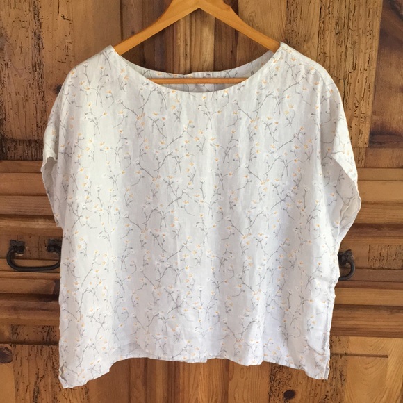Cynthia Rowley Linen Floral Top Sz L - Picture 1 of 3